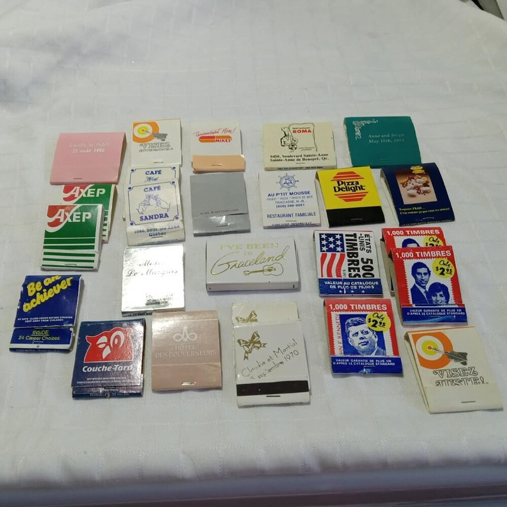 Collection of 25 vintage matchbook covers